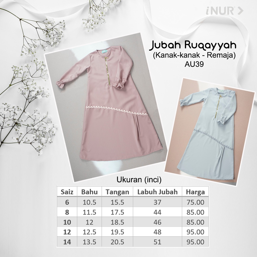 Jubah Ruqayyah Kanak Kanak I Nur Rangkaian Pakaian Muslim