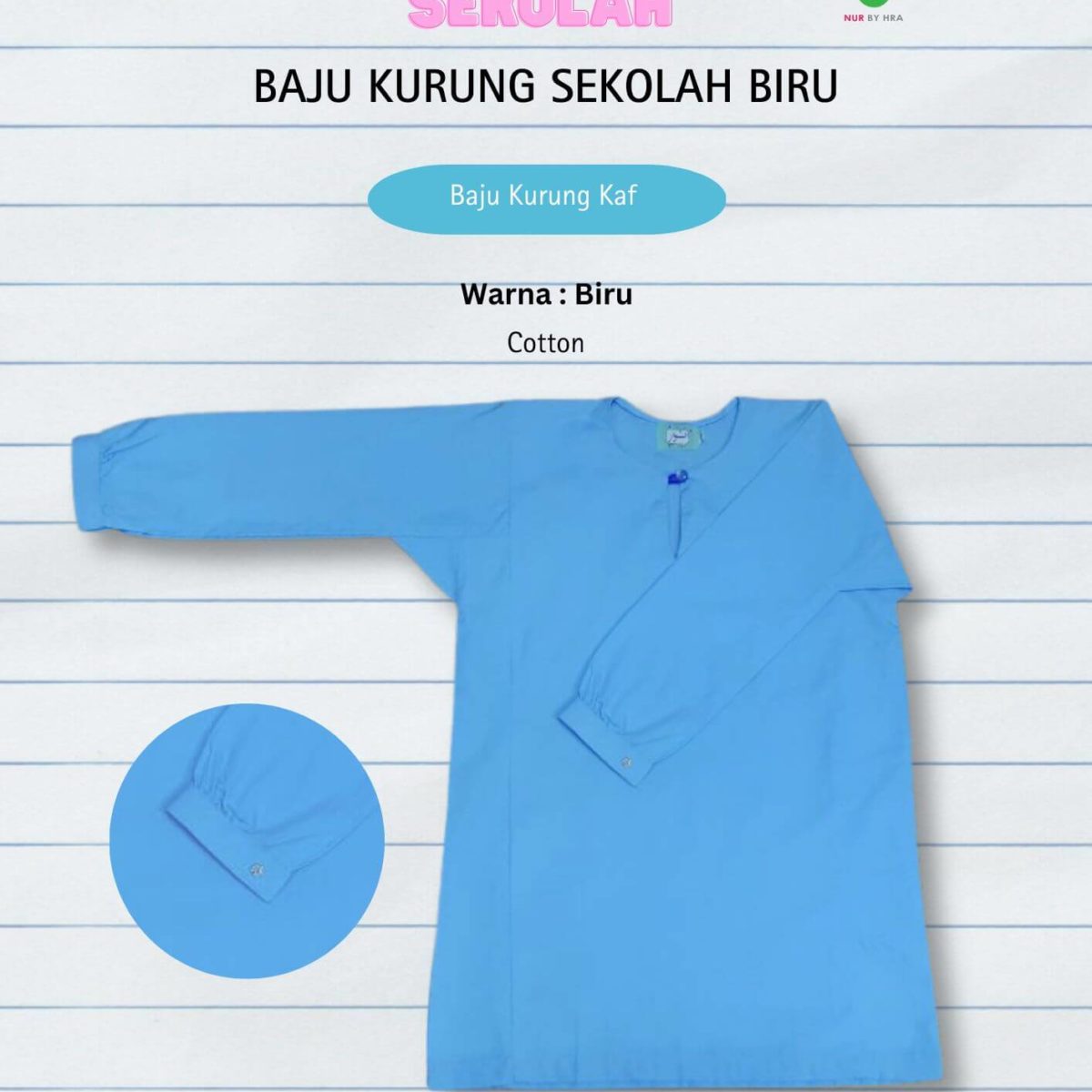 Baju Kurung Kebangsaan Biru Kaf
