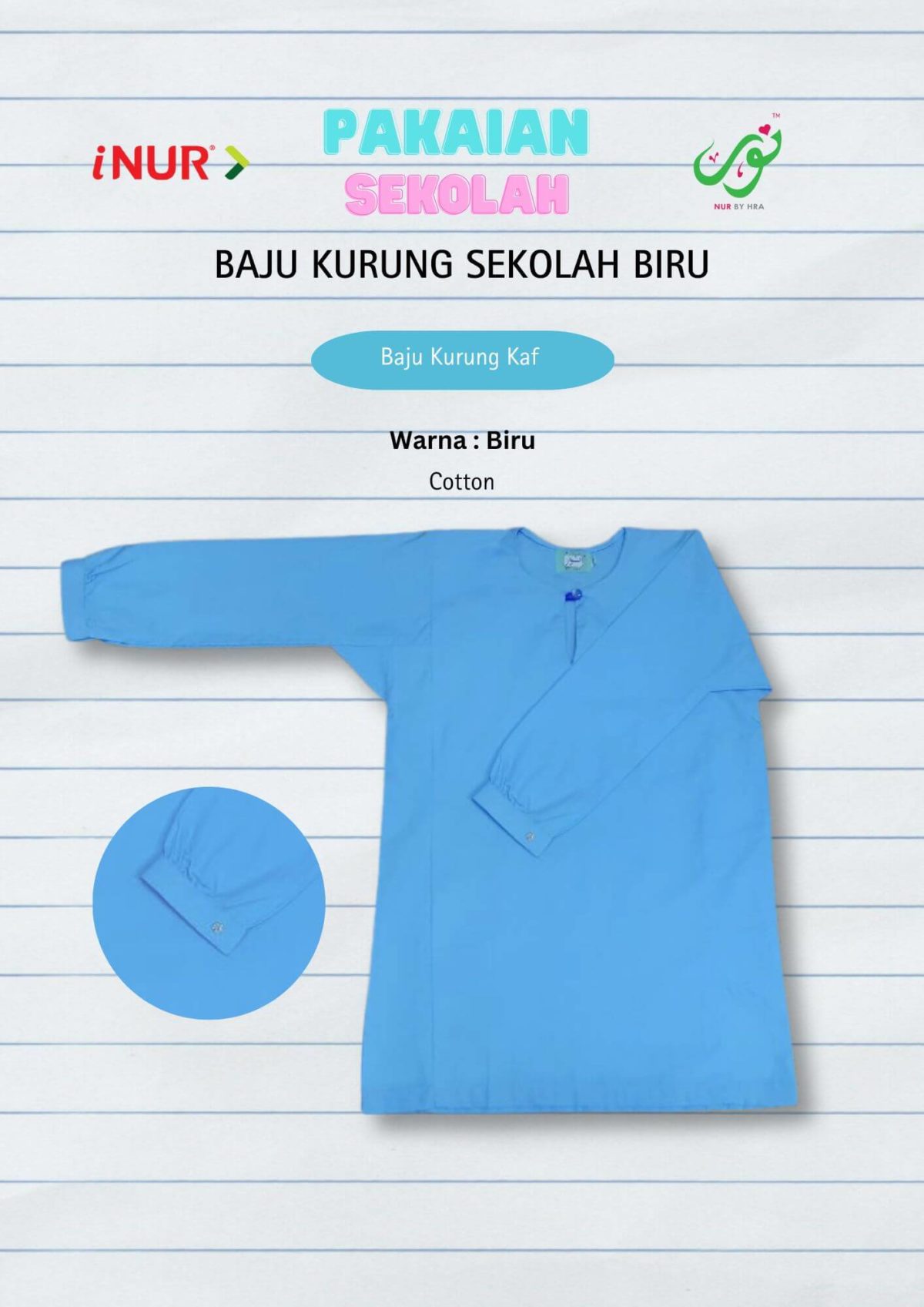 Baju Kurung Menengah Biru Kaf