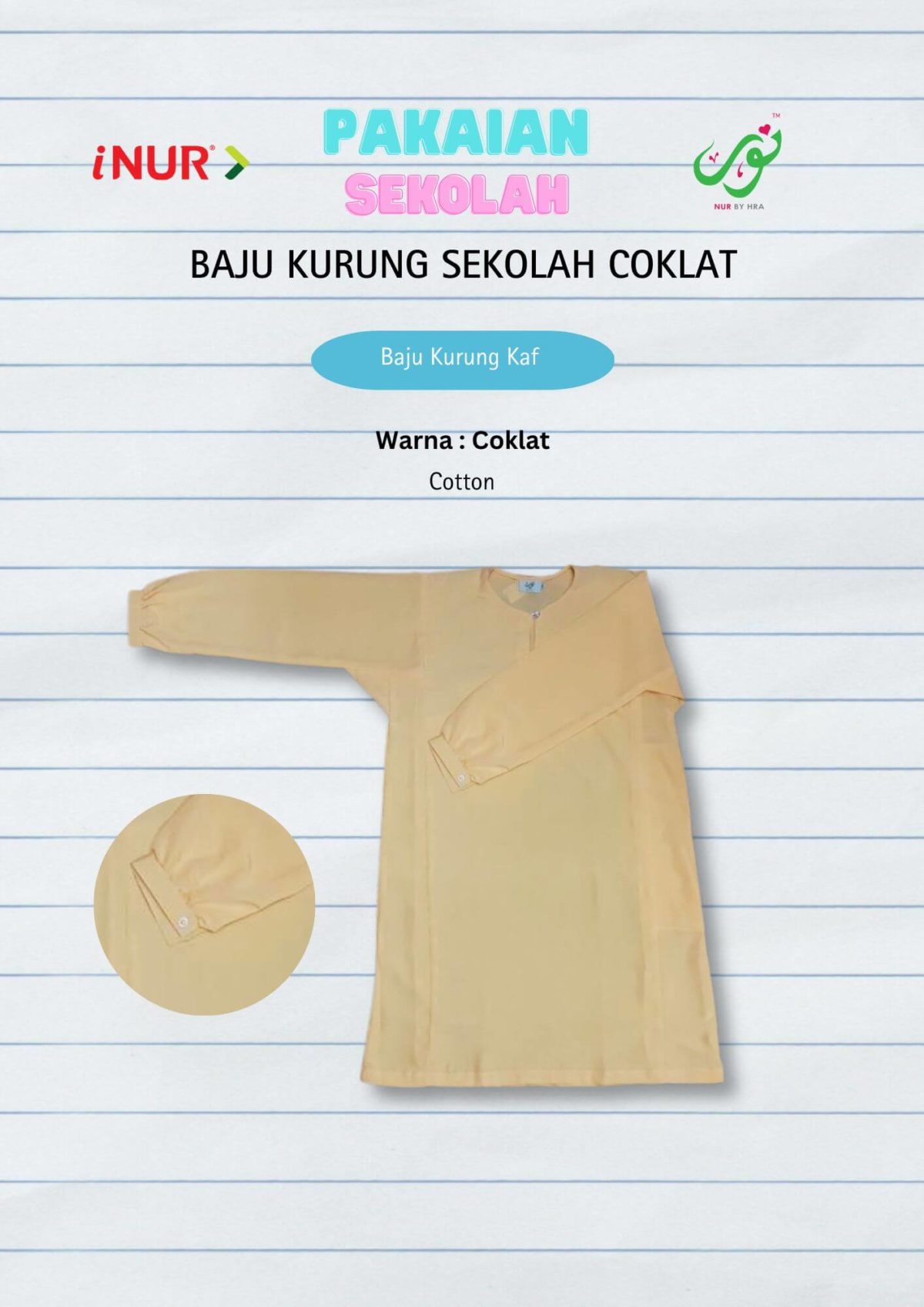 Baju Kurung Kebangsaan Coklat Kaf