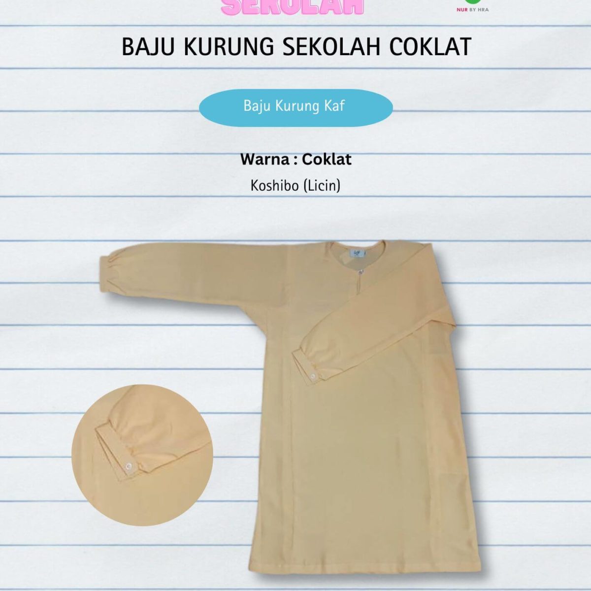 Baju Kurung Kebangsaan Coklat Kaf Licin