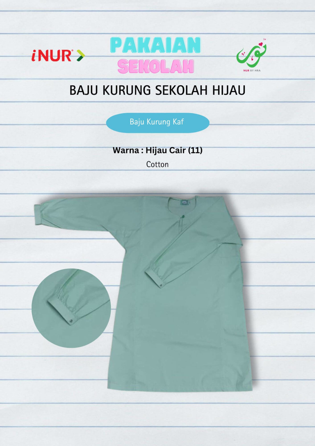 Baju Kurung Menengah Hijau Kaf