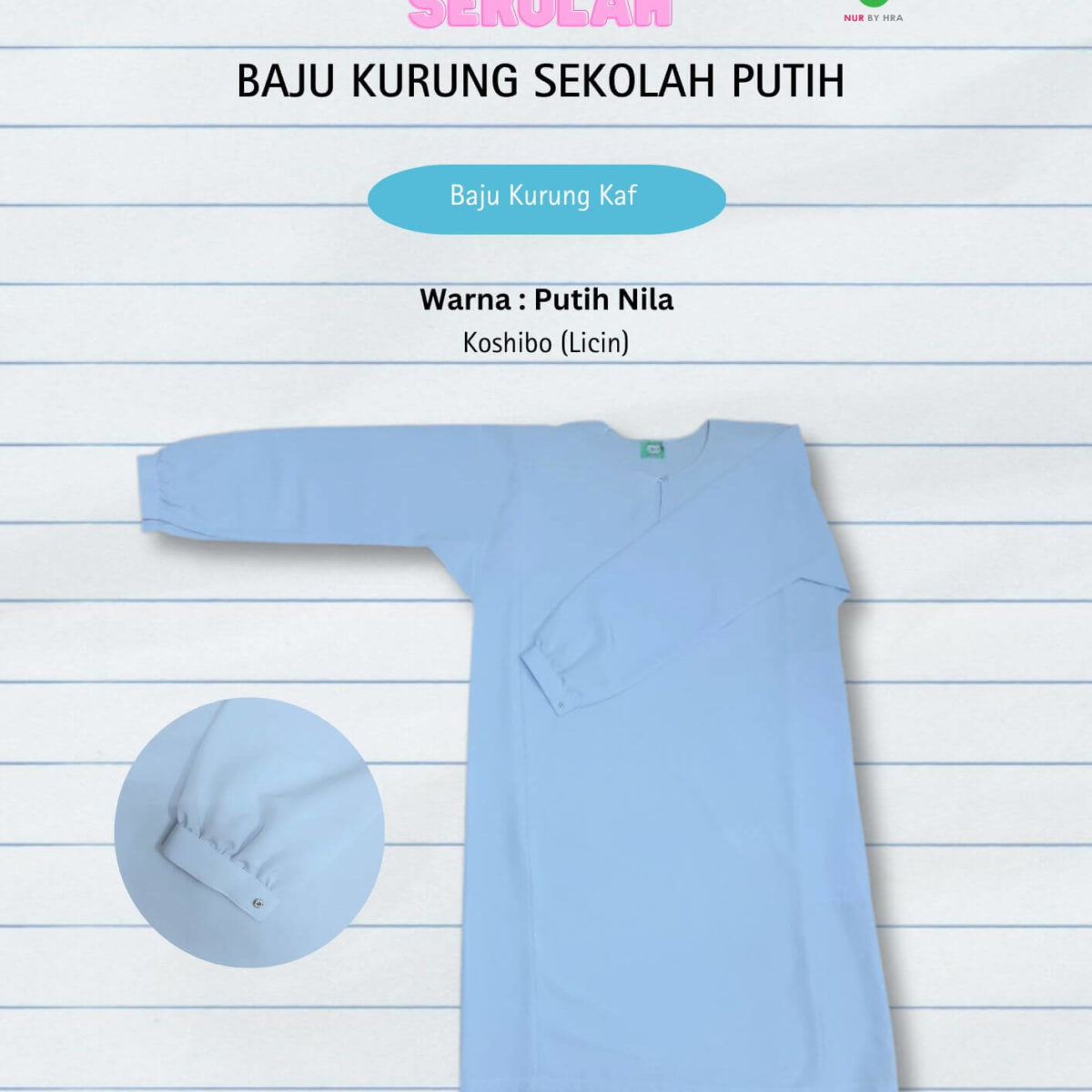 Baju Kurung Menengah Kaf Licin