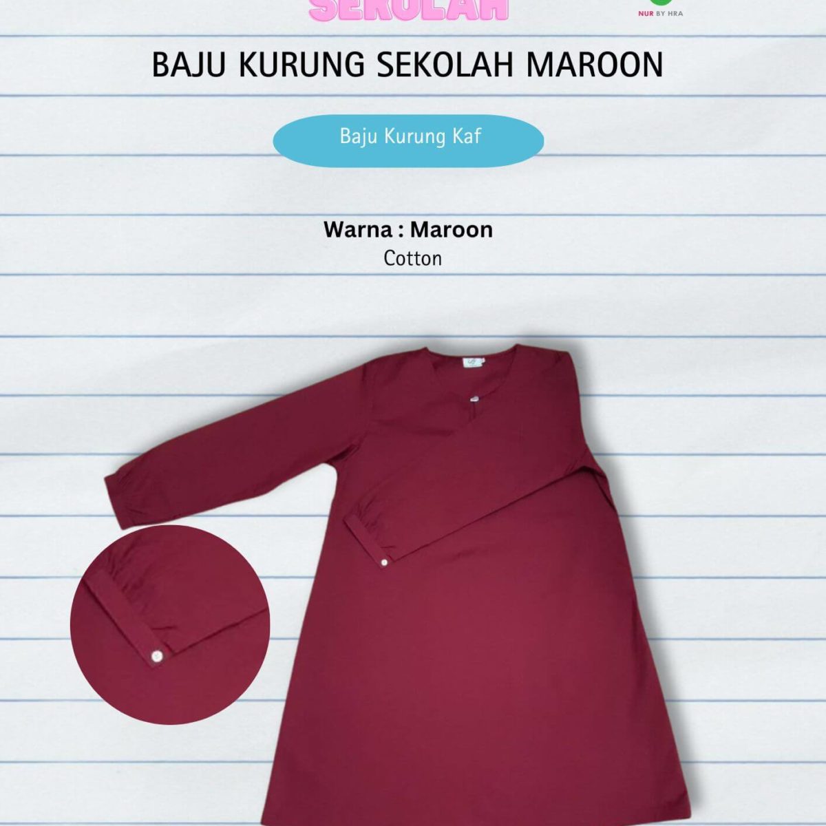 Baju Kurung Kebangsaan Maroon Kaf