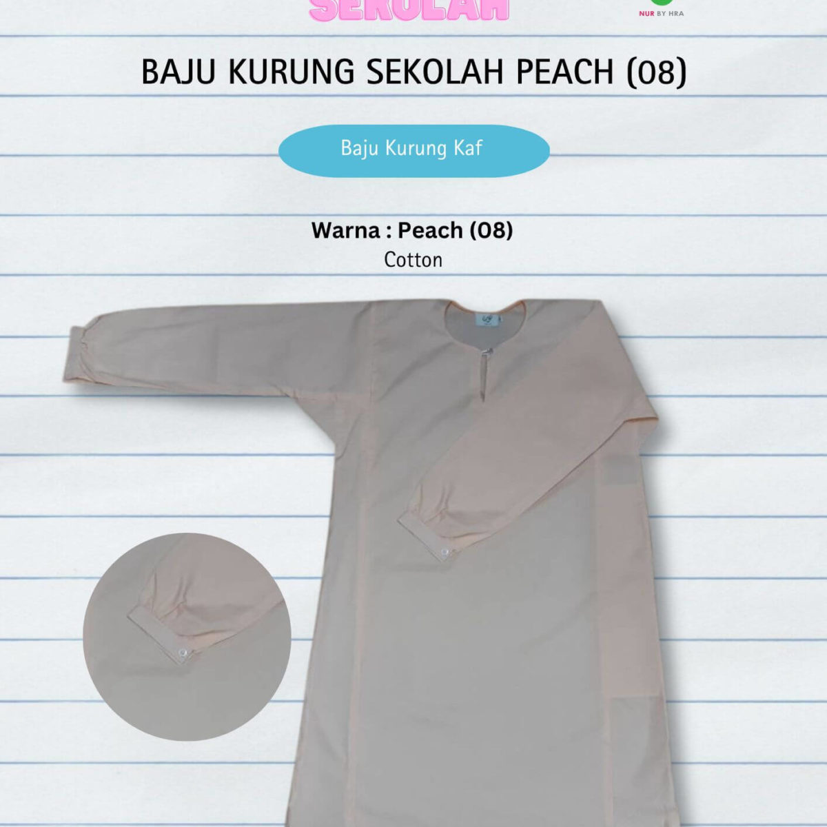 Baju Kurung Kebangsaan Peach (08) Kaf