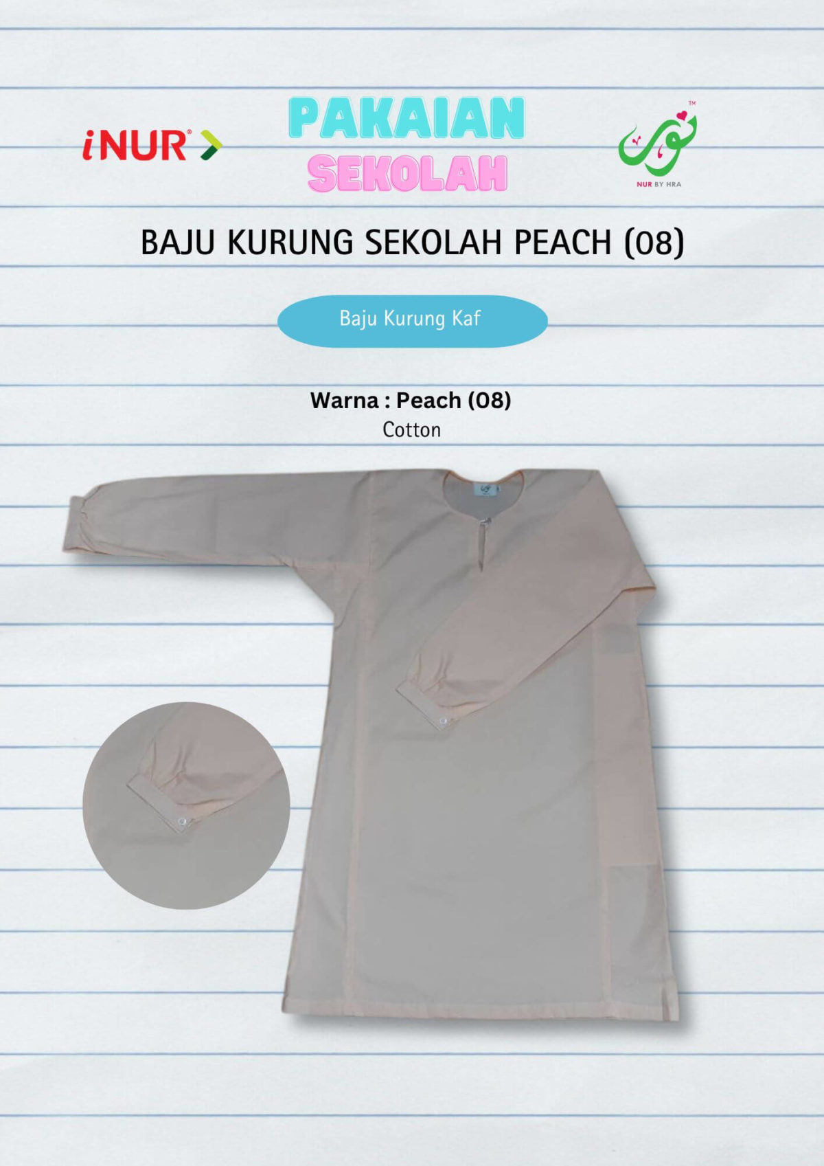 Baju Kurung Kebangsaan Peach (08) Kaf