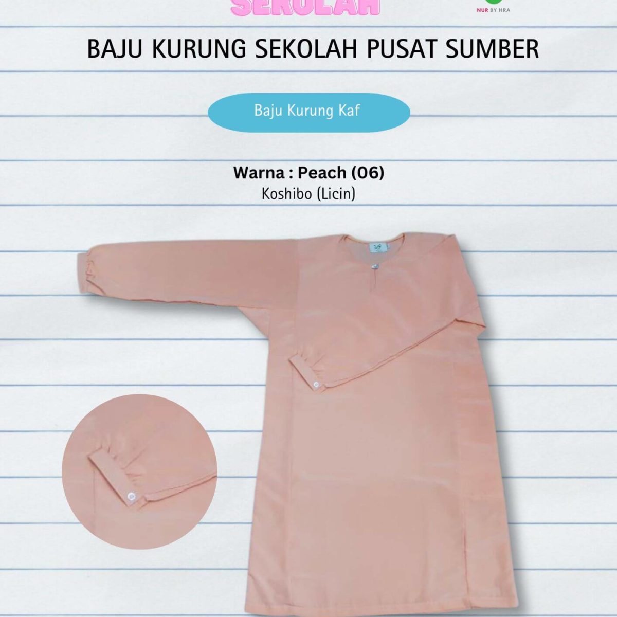 Baju Kurung Menengah Pusat Sumber Kaf Licin