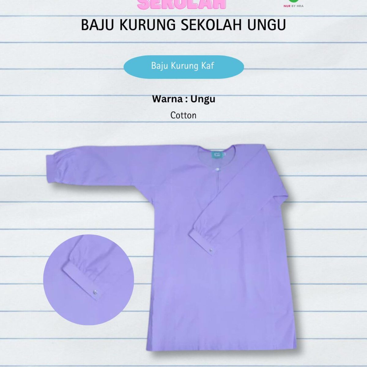 Baju Kurung Kebangsaan Ungu Kaf