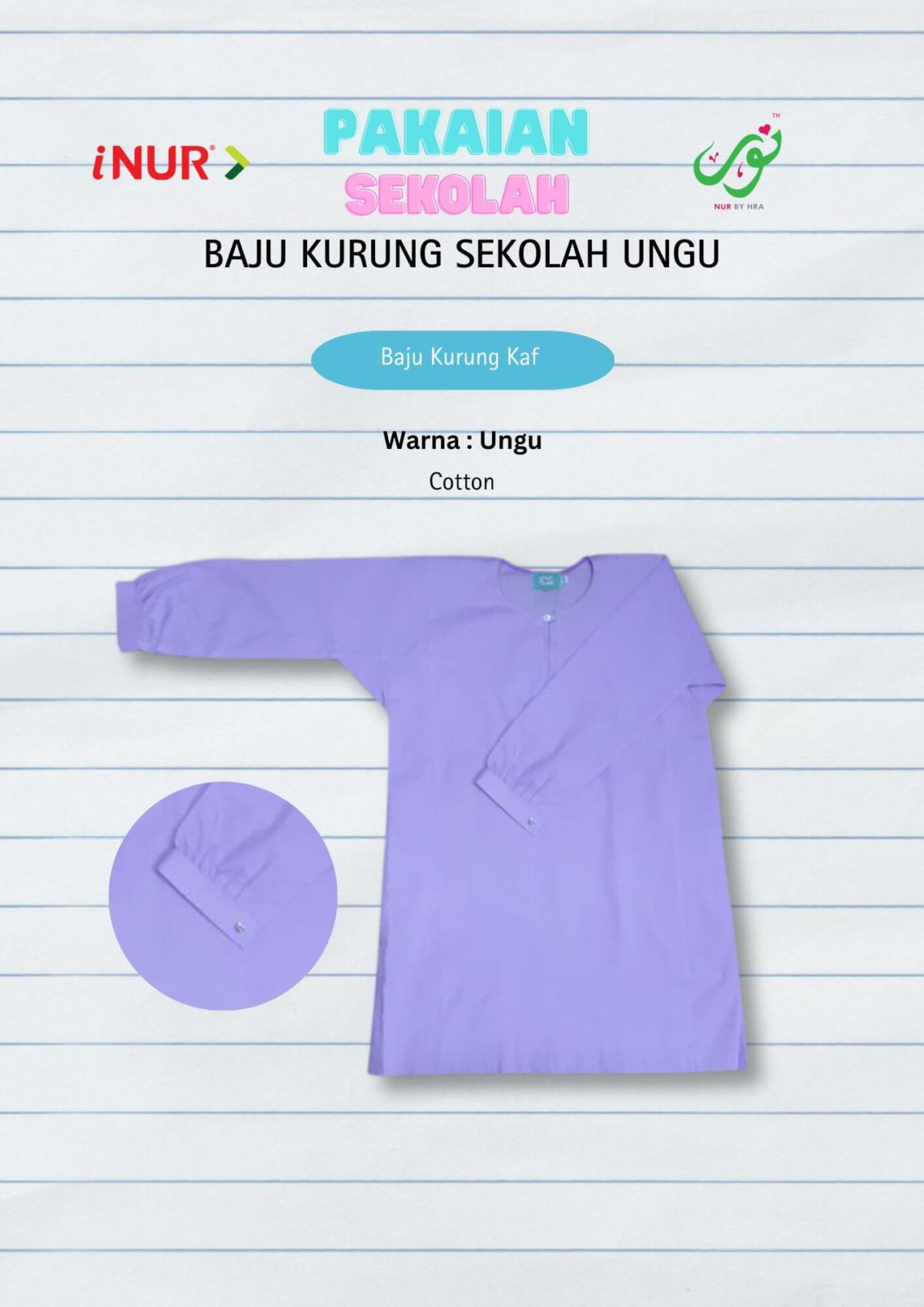 Baju Kurung Kebangsaan Ungu Kaf