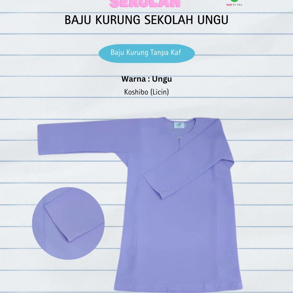 Baju Kurung Menengah Ungu Licin