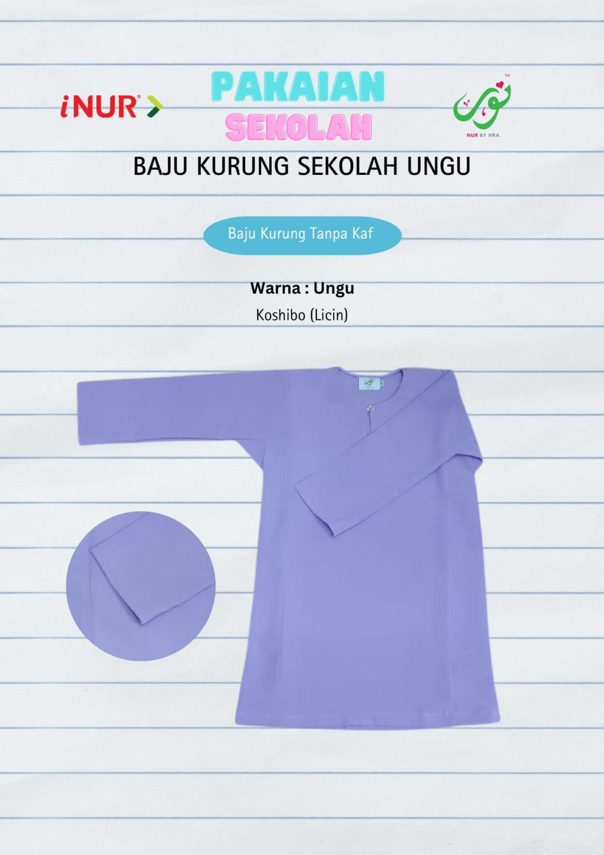 Baju Kurung Menengah Ungu Licin