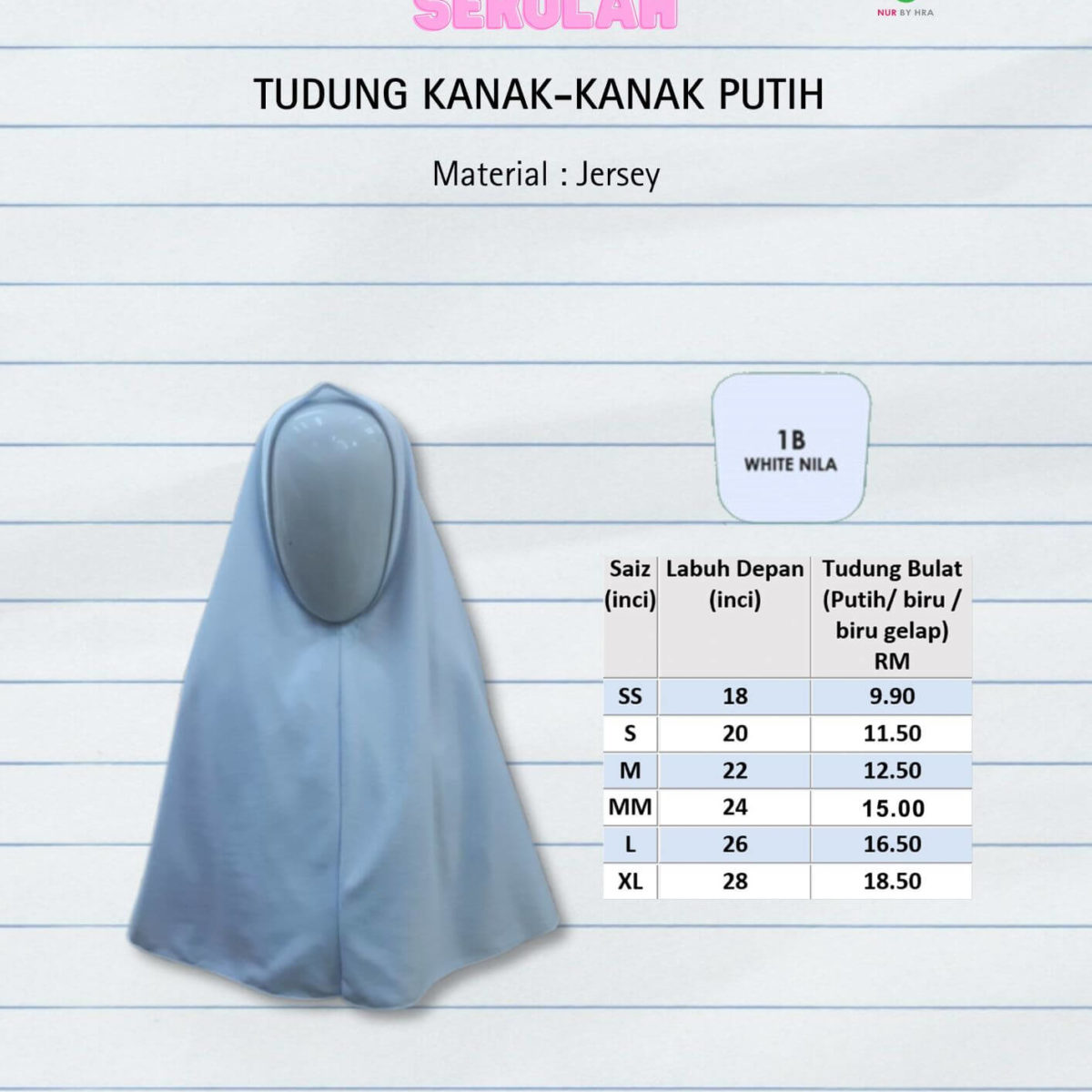 Tudung Kanak-kanak Putih