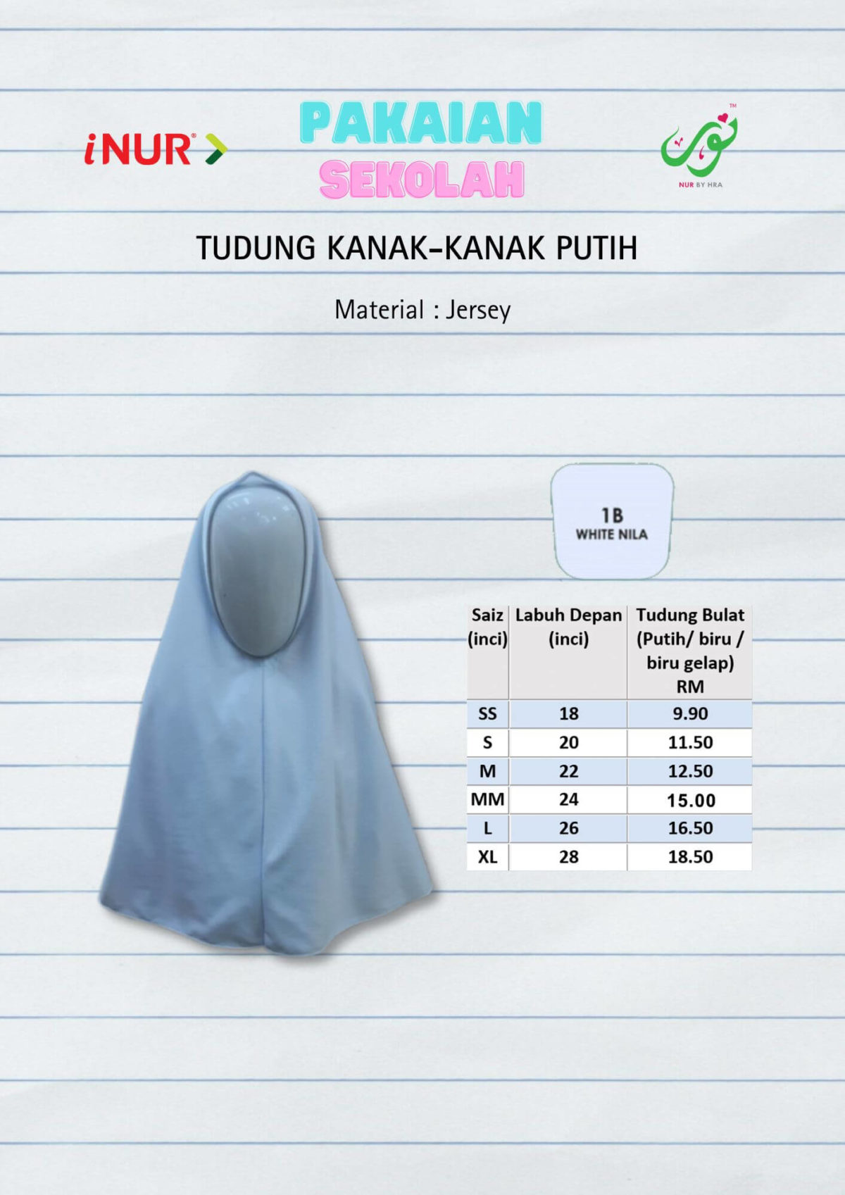 Tudung Kanak-kanak Putih