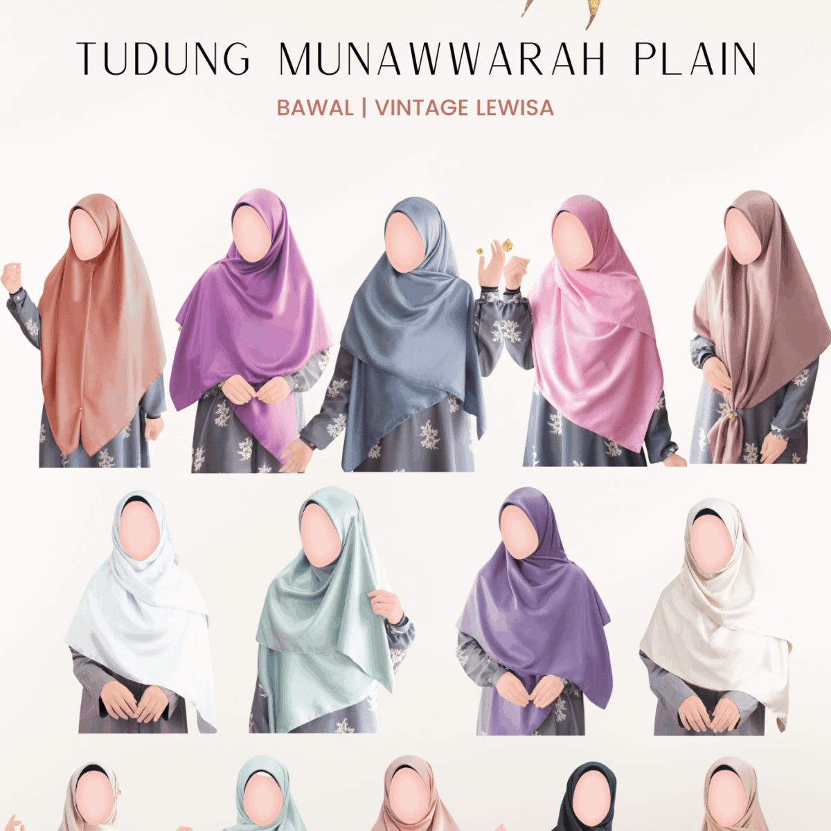 Tudung Munawwarah Plain 4 Segi