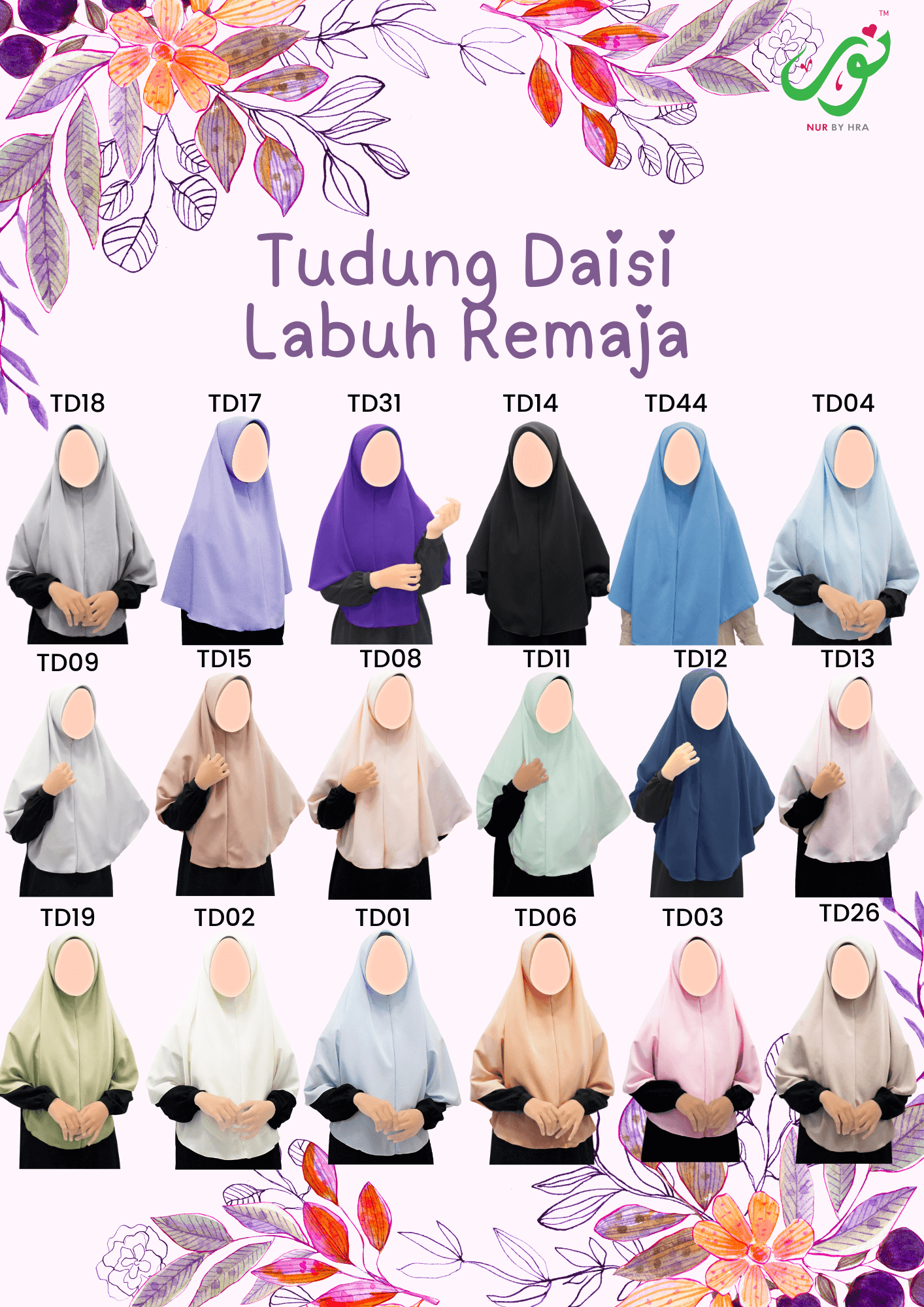 Tudung Daisi Labuh Remaja