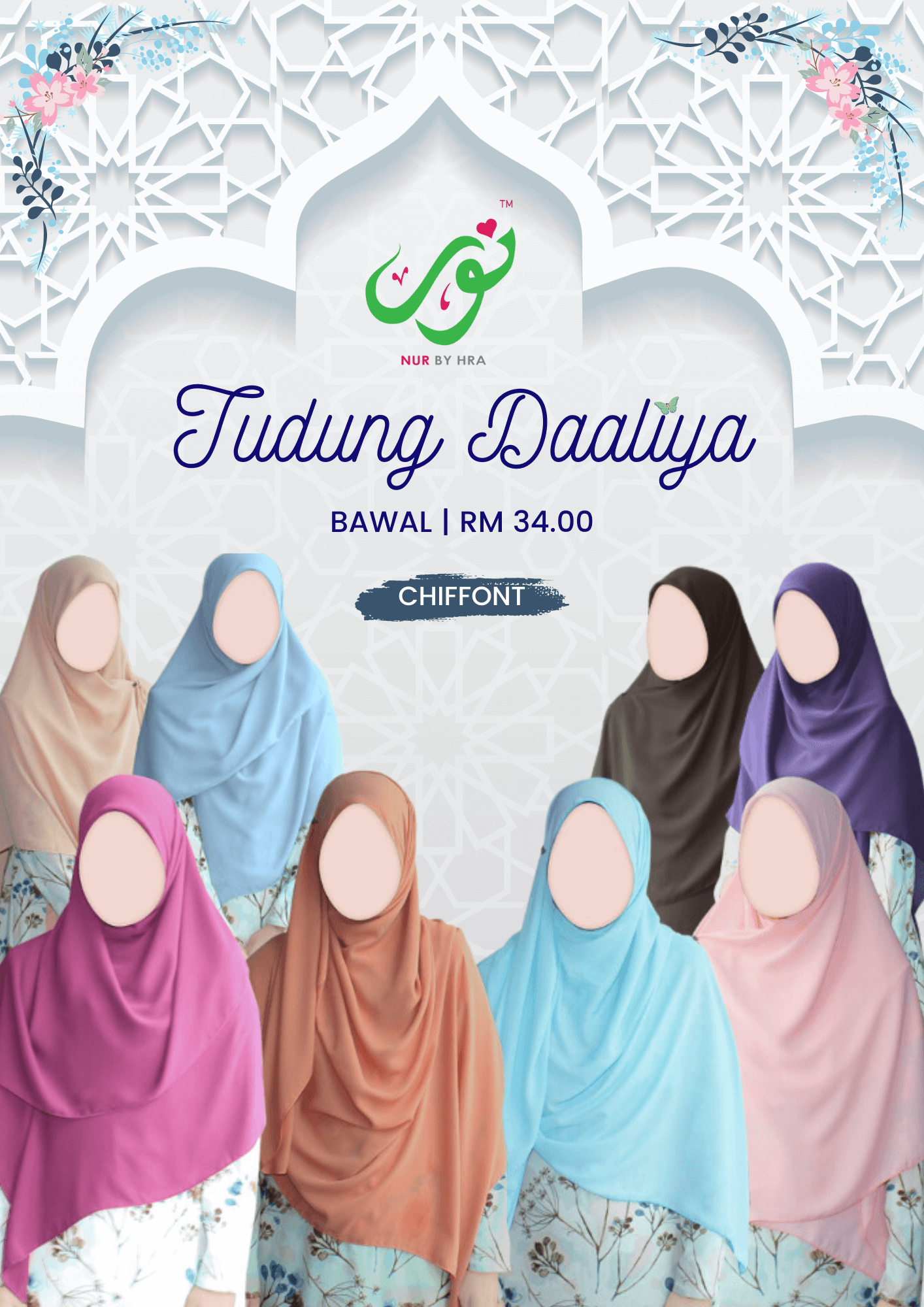 Tudung Daaliya 4 Segi