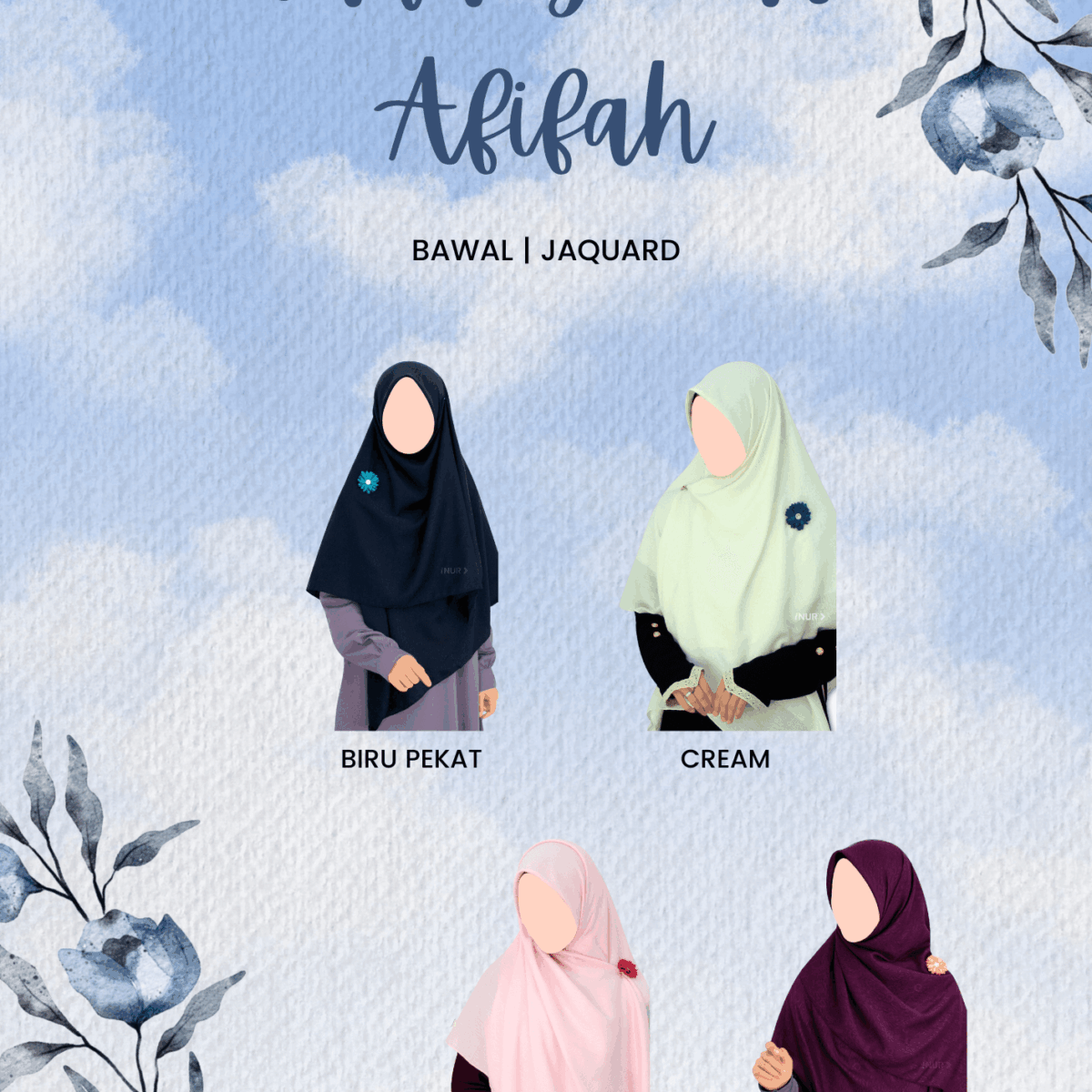 Tudung Nur Afifah 4 Segi