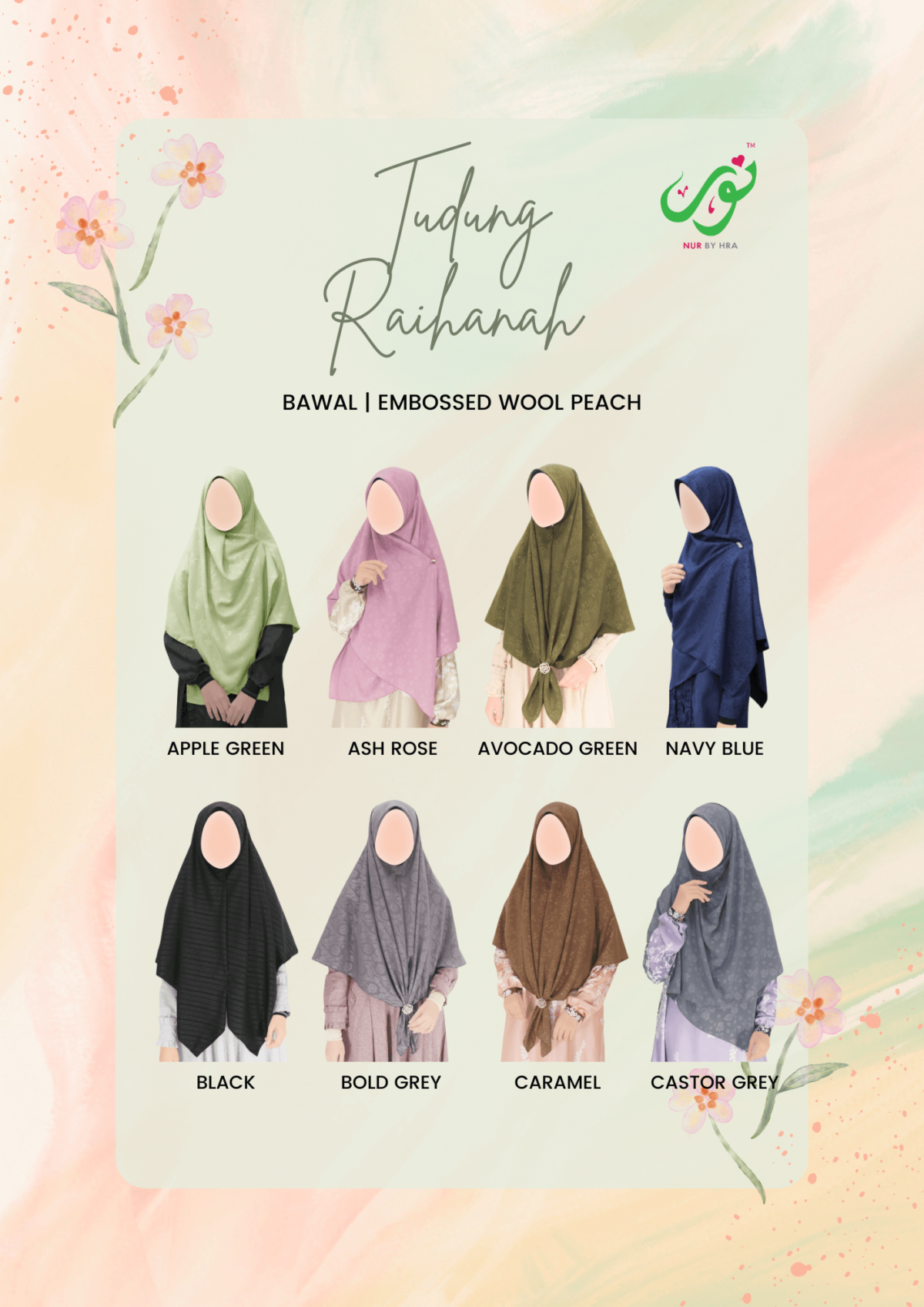 Tudung Raihanah 4 Segi