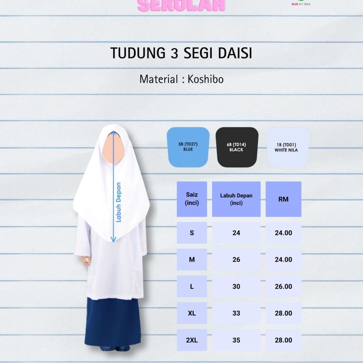 Tudung 3 Segi Daisi