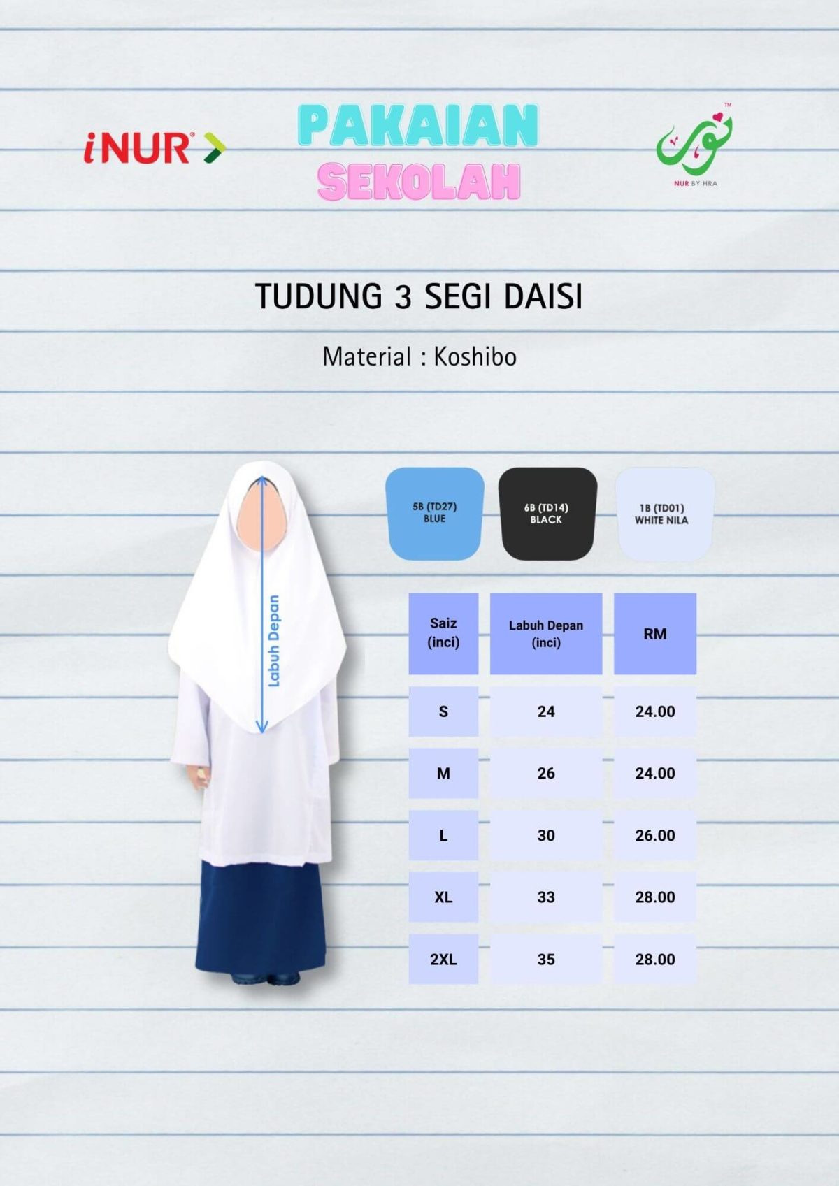 Tudung 3 Segi Daisi