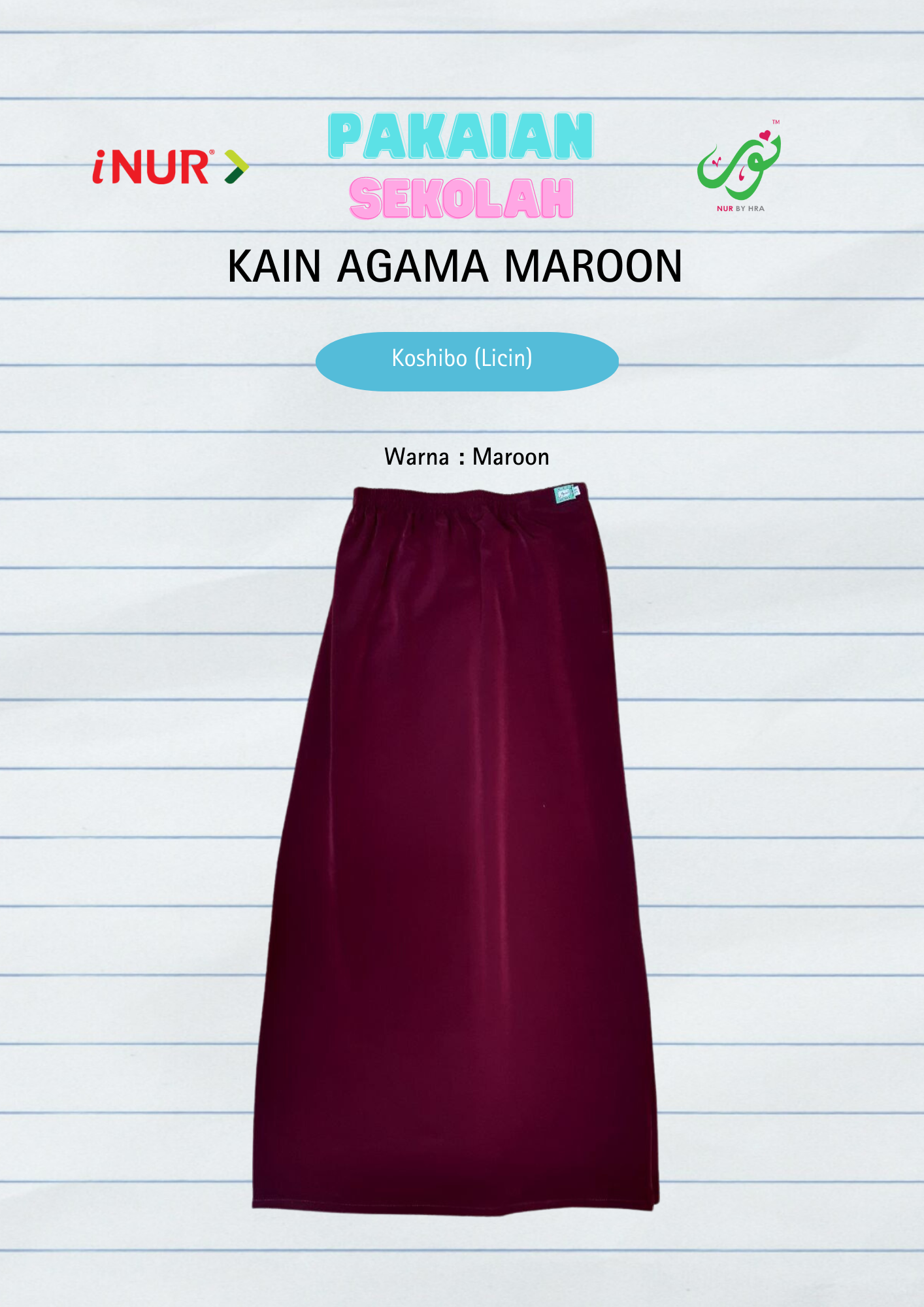 Kain Agama Maroon Licin