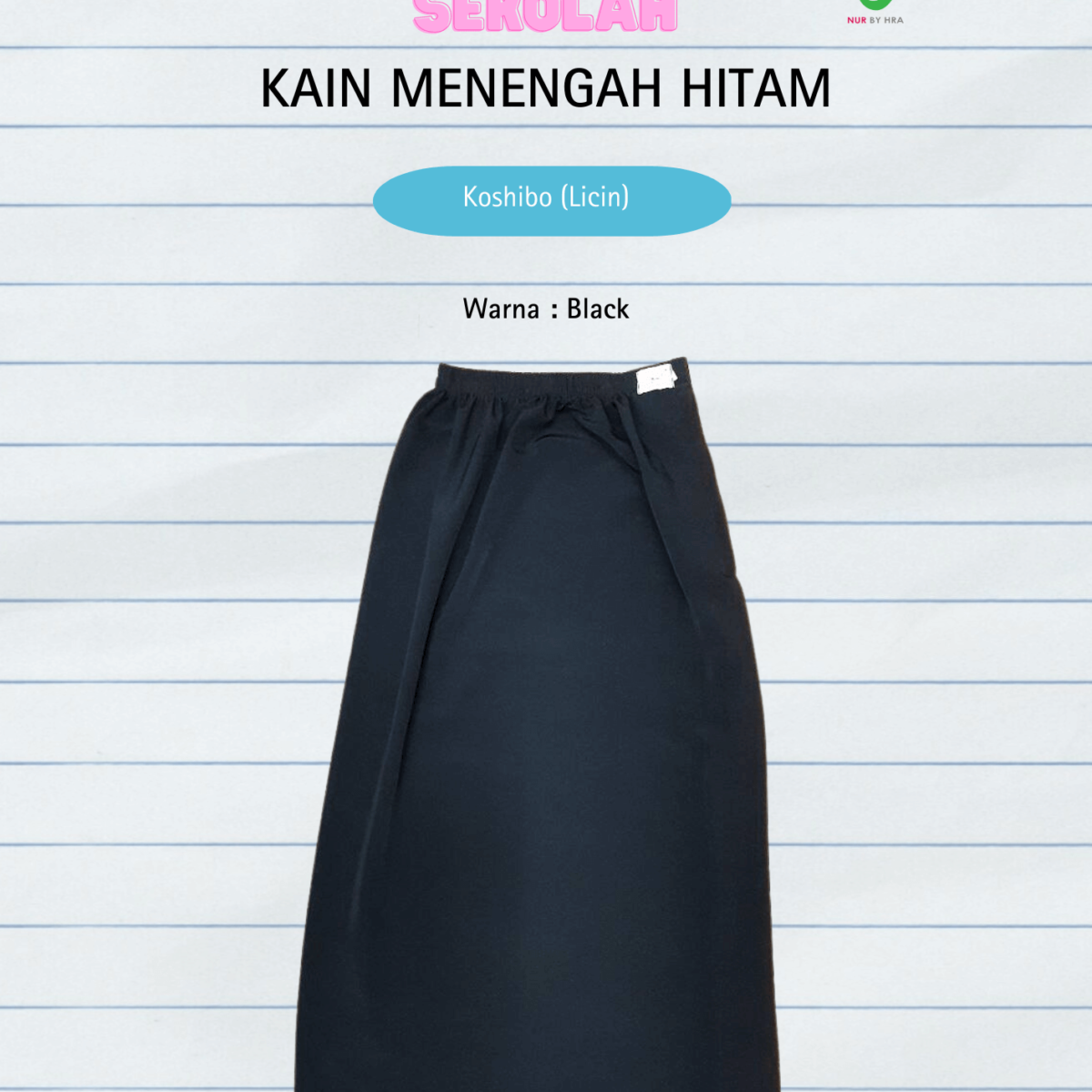 Kain Menengah Hitam Licin