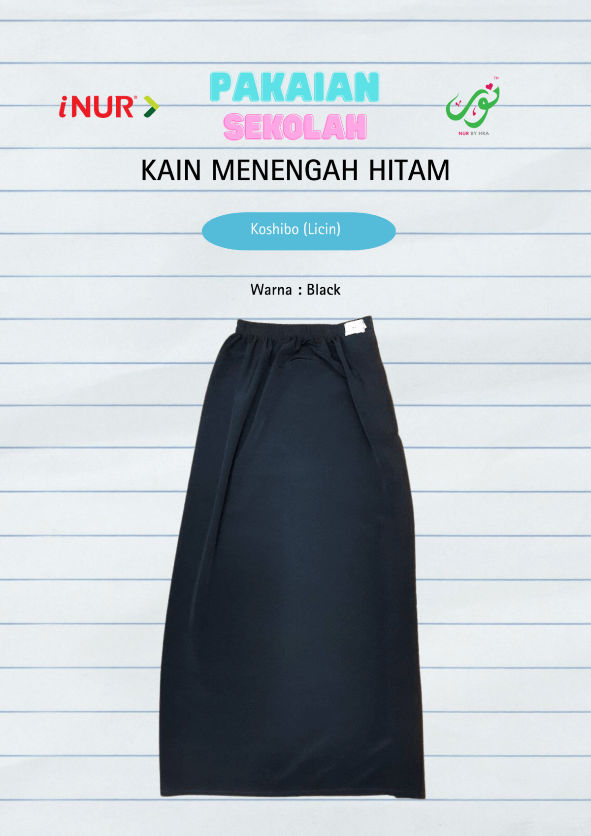 Kain Menengah Hitam Licin