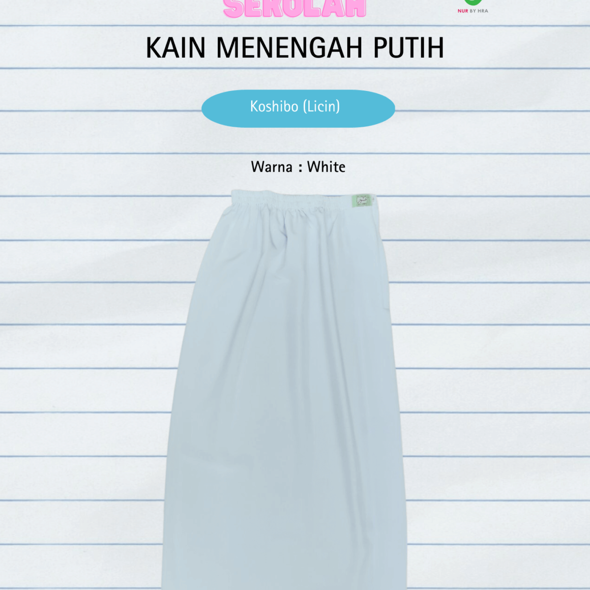 Kain Menengah Putih Licin