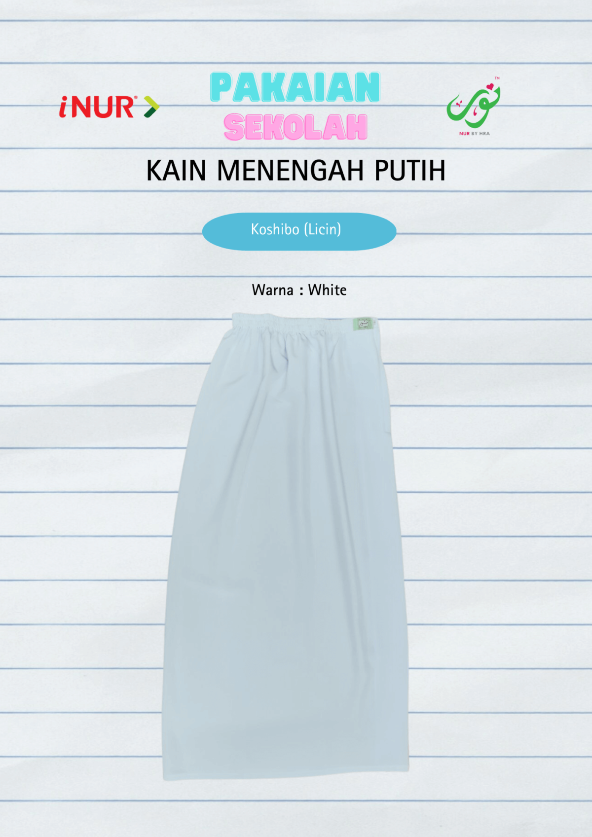 Kain Menengah Putih Licin