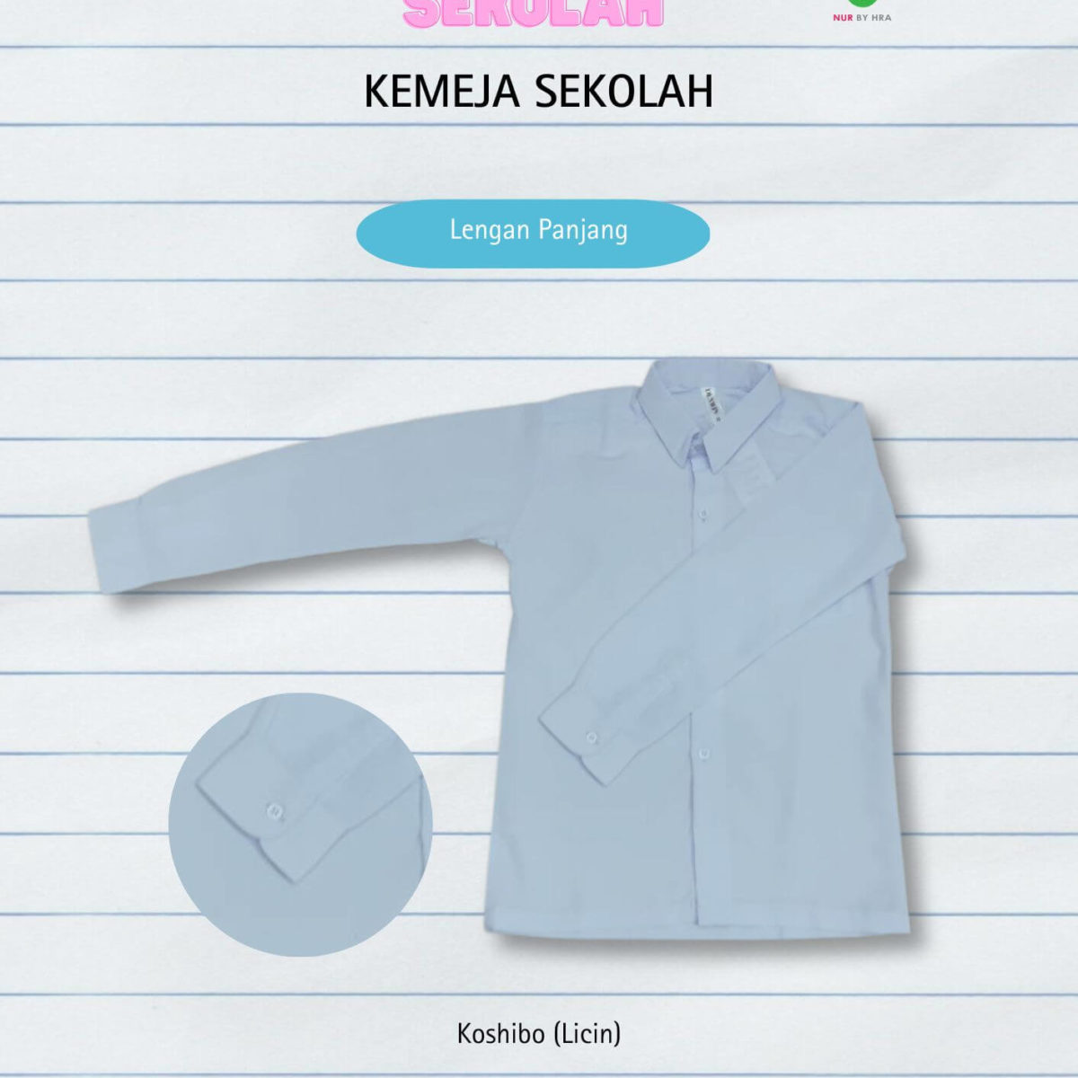 Kemeja Ren. Kebangsaan Lengan Panjang Licin