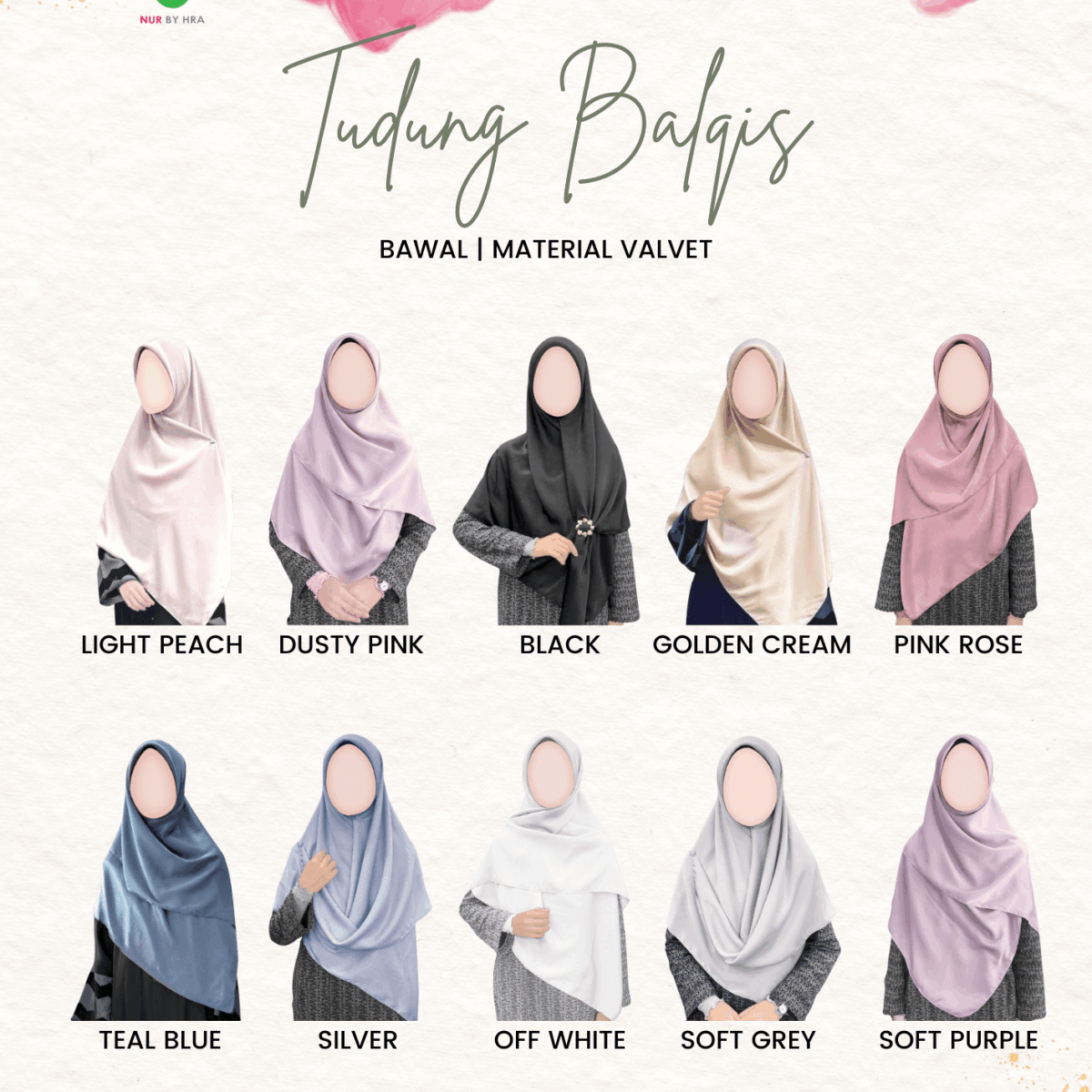 Tudung Balqis 4 Segi