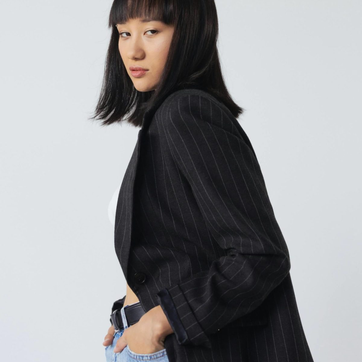Minimal stripe blazer